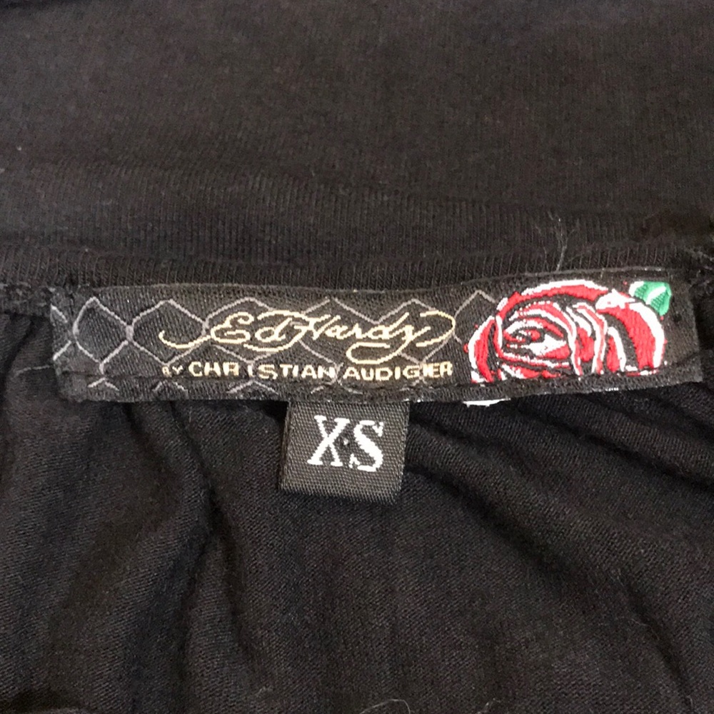 Vintage Ed Hardy Crystal Embellished Blouson Top - Picture 12 of 13